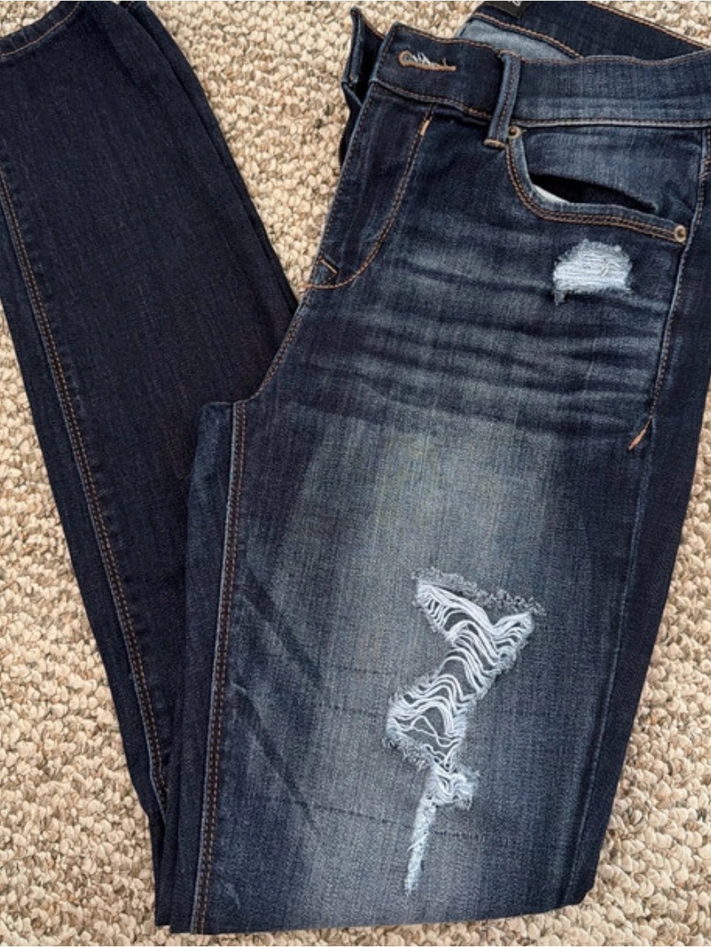 Women’s Express Jean Legging Mid rise  Distressed Dark Blue Jeans 6R